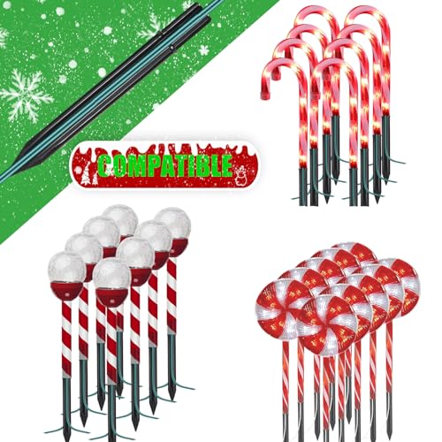 20PCS Replacement Stakes for Christmas Candy Cane Lights Outdoor, Plastic Candy Cane Pathway Markers Lights Spike Replacer, Size 0.68 * 6.05 Inches, Used to Maintain Candy Cane Pathway Lights