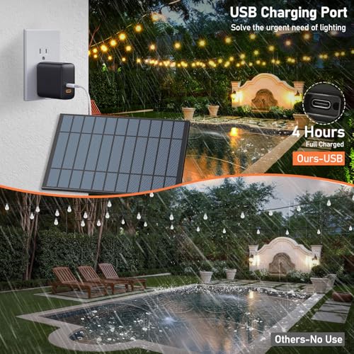 50 FT Solar String Lights for Outside, Solar Powered Outdoor String Lights with 26 Shatterproof Edison Bulbs, Dimmable Patio Lights Waterproof with Remote Timer for Wedding Backyard(Warm White) - size: 50FT
