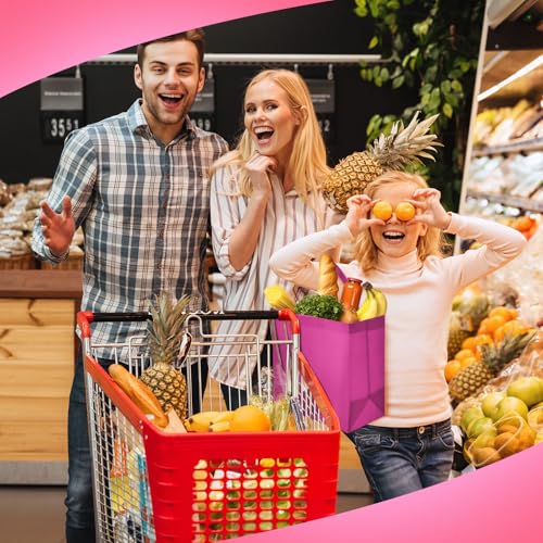 Reginary 100 PCS Reusable Totes Bags - Non Woven Grocery Handle Bags for Shop Events & Retail Store(Rose Pink) - color: Rose Pink