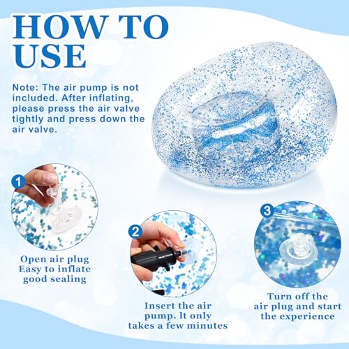 Realspring Inflatable Bean Bag Chair for Adult Bean Bag Sofa Chair Blow up Inflatable Furniture for Outdoor Living Room Bedroom Balcony Travel Party Gift Accessories(Pink and Blue Glitter,2 Pcs) - color: Pink and Blue Glitter
