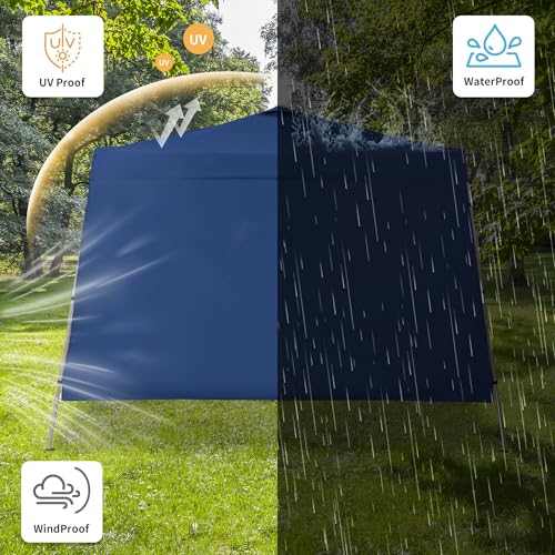 GDY 10x10 FT Pop Up Canopy Outdoor Instant Tent Slant Legs with a Sidewall,Equipment Vents, Portable Gazebo Shelter for Patio, Deck, Beach and Garden,Navy Blue. - color: Navy Blue