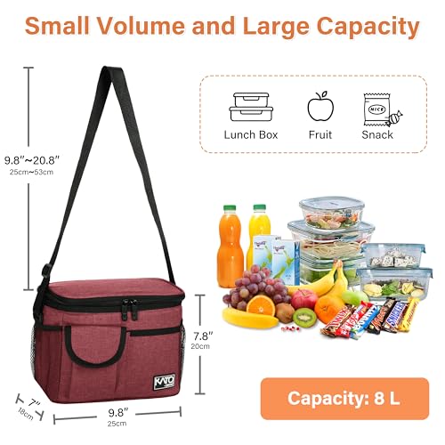 Tirrinia Insulated Lunch Bag for Women Men, Leakproof Lunch Box Containers for Adult, Work, School, Soft Lunchbox for Kids,Boys, Adult Cooler Bag for Picnic Hiking Beach,Red - color: Red, size: Medium -8L