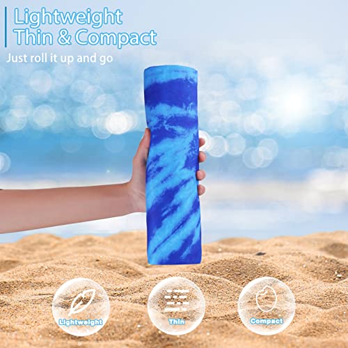 2 Pack Microfiber Thin Lightweight Beach Towel Oversized 71x32 Extra Large Sand Free Towels for Travel Swim Pool Yoga Gym Camping for Adults Women Men Beach Essentials Accessories Vacation Gift - color: 2 Pack Tie Dye and Turtle