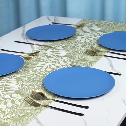 12-Pack 9.8 Inch Plastic Salad plates,Lightweight Unbreakable Dinner plate for Daily Use, Microwave & Dishwasher Safe Plates,Plastic Plates for Camping, Outdoor, food, Fruit (Blue) - color: Blue, size: 9.8 Inch