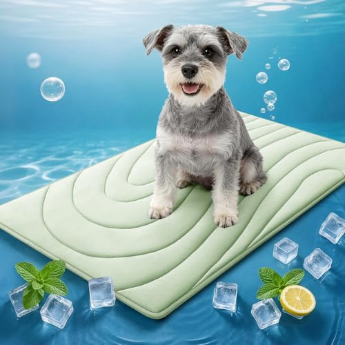 Cooling Mat for Cats, 36"x23" Self-Cooling Dog Bed with Arc-Chill Technology 3.0(QMAX>0.5), Non-Slip Washable Pet Cooling Pad for Small & Medium Dogs, Indoor Outdoor Floor Mat - Green - color: Green, size: Medium(36" x 23")