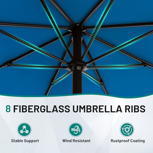AreShark 10 FT Outdoor Patio Umbrella, Patio Table Umbrella with Push Button Tilt and Crank, Outdoor Patio Umbrellas with 8 Fiberglass Ribs, Patio Umbrellas for Market, Garden, Pool (Royal Blue) - color: Royal Blue