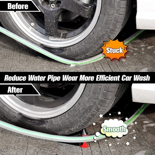 Dreyoo 4 Pcs Car Hose Guide, Tire Hose Roller for Car Washing, Detailing Tire Hoses Guide Preventing Pressure Washer Hoses Stuck Under The Wheels, Plastic Wash Tool to Avoid Snagging(Black) - color: Black