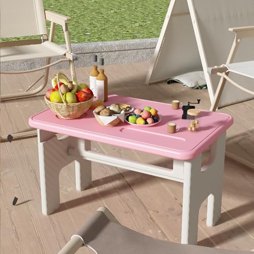 UNICOO Kids Folding Table, Toddler Activity Table for Study, Snack, Art Craft and Play, Portable Plastic Children's Table for Small Spaces, Home and Playroom - color: Pink