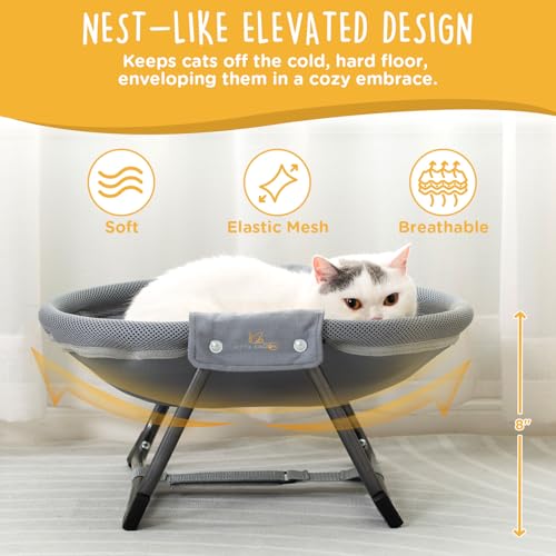 KITTY KINGDOM Elevated Cat Hammock Bed, Foldable No-Assembly Cat Bed with Breathable Mesh for Indoors and Outdoors Use, Lightweight Raised Pet Bed for Cats and Small Dogs