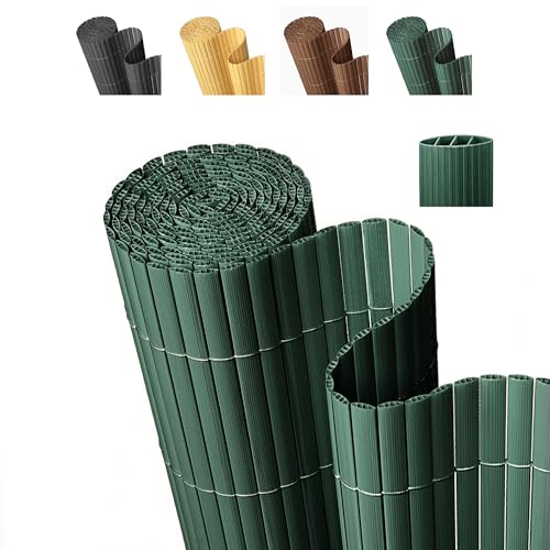 Paramondo PVC Privacy Fence Screen 14mm 3-Rib Reinforced Textured Fence Panel - No-Drill Balcony & Garden Cladding with Wind & UV Protection for Patio, Deck, Outdoor Privacy, 2×10 FT, Green - color: Green, size: 2×10 FT