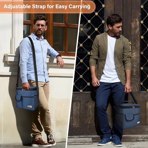 Tirrinia Insulated Large Lunch Bag for Women Men, Leakproof Lunch Box Containers for Adults, Work, School, Soft Lunchbox for Kids, Boys, Adult Cooler Bag for Picnic, Hiking,Beach - color: Dark Blue, size: Large-10.5L