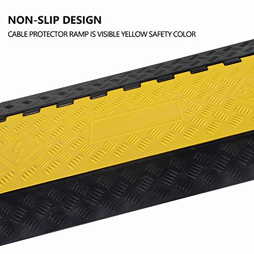 1 Pack Rubber Cable Ramp Hose Cable Protector Ramp 4 Channel 22000Lbs Load Capacity Traffic Speed Bump Wires Power Lines Extension Cord Cover for Indoor Outdoor - color: 22000lbs-4channel-1pack