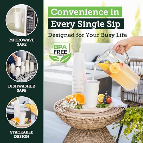 Grow Forward Premium Wheat Straw Cups - 20 oz Unbreakable BPA Free Hard Plastic Cups - Reusable Lightweight Plastic Drinking Glasses for Kitchen, Outdoor, Water, Camping, RV - Sahara - color: Sahara Beige, size: 20oz