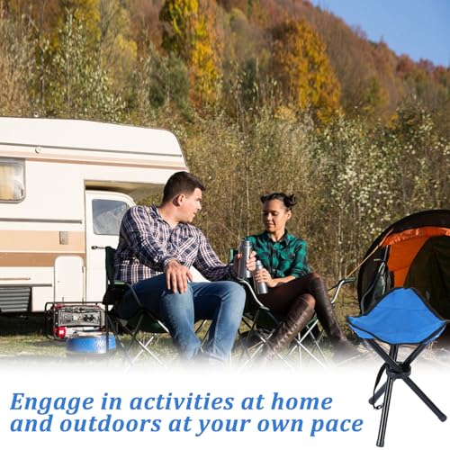 2 PCS Travel Folding Camping Stool, 17 Inch Folding Outdoor Tripod Seats, Portable Camping Stool with Adjustable Carry Strap, 3 Legged Fishing Chair for Hiking, Mountaineering, Picnic, Beach, Lawn - color: Blue