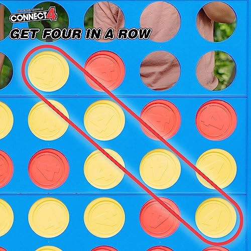 Connect 4 Giant Edition Game - 4-Foot Jumbo Classic Four-in-a-Row Family Fun - Indoor & Outdoor Strategy Board Games for Adults & Kids - 42-Count Colorful Discs - Quick Assembly & Slide Release Reset