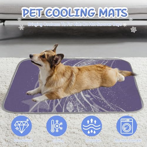 Purple Starry Crystal Ribbon Cooling Gal Pad Mat Cat Cooling Mat Outdoor Portable Breathable Pad for Dog Crate Dog Mats Non-Toxic Cool Cat Bad for Summer Home Sofa Car Outdoor 28" x 22"