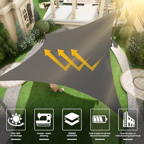 Sun Shade Sail Canopy, 16' x 20' Rectangle 95% UV Block Shade Cover for Outdoor, Backyard Patio, Lawn, Garden, Sandbox Carpor Dark Gray - color: Dark Gray, size: 16' x 20'