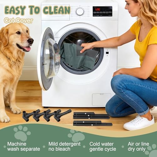 Elevated Dog Bed for Large Dogs - Outdoor Cooling Cot with Washable Breathable Mesh, Portable Raised Pet Bed with Non-Slip Feet & Waterproof Teslin, Heavy Duty & Chew Proof for Camping (Grey, Small) - color: Grey, size: Small 26"l X 17"w X 7"h
