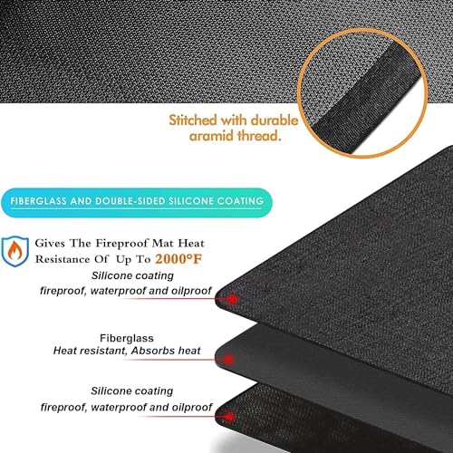 UBeesize 65 x 48 inches Under Grill Mats for Outdoor Grill,Fireproof Fire Pit Mat,Indoor Fireplace Mat Fire Pit Mat,Oil-Proof Waterproof BBQ Protector for Lawn, Smokers, Gas Grills, Deck and Patio