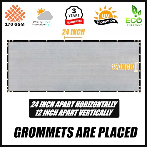 Royal Shade 4' x 10' Grey Fence Privacy Screen Windscreen Cover Netting Mesh Fabric Cloth - Cable Zip Ties Included (We Make Custom Size) - color: Gray, size: 0 4' x 1 0'