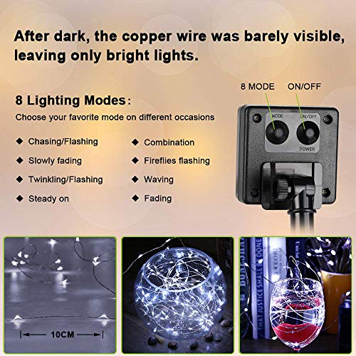 Brizled Outdoor Solar Fairy Lights 2 Pack, Total 132FT 400 LED Solar String Lights, 8 Modes Solar Christmas Lights with Memory Waterproof Outside Twinkle Lights for Indoor Wedding Party Cool White - color: Cool White