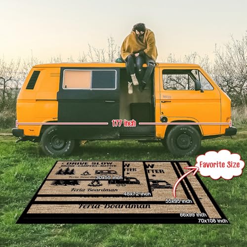 Custom Outdoor Rug for Camping Welcome to Our Campsite RV Trailer Decor Camping Rug for Outdoors, Backyard, Patio, Picnic, Beach, 55 x 95 Inch, 23 RV Optional - color: Welcome to Our Campsite, size: 4'7" x 7'11" (Rectangular)