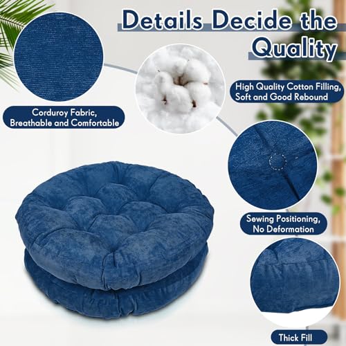 Jerify Floor Pillow Cushions Large Round Square Large Meditation Floor Pillow for Classroom Adult Meditation Picnic Party Seating Learning Daycare School(Round,Navy Blue,4 Pcs) - color: Navy Blue, size: Round