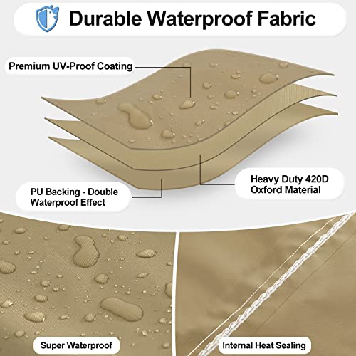 OutdoorLines Outdoor Waterproof Patio Ottoman Covers - Square UV-Proof Patio Side Table Cover Windproof Heavy-Duty Furniture Covering Protector 28L x 28W x 17H Inch, Camel - color: Camel, size: Square 28"l X 28"w X 17"h