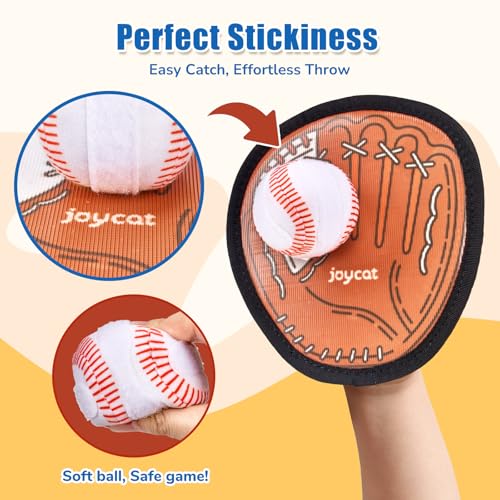 JoyCat Toss and Catch Ball Game for Kids,4 Paddles Outdoor Toys for Family Camping, Beach & Yard Game,Toddler Baseball Glove&Sticky Ball Set, Sports Birthday Gifts for Boys Girls Age 3-12 - style: 4 Paddles 4 Balls(Brown)