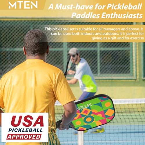 Pickleball Paddles Set of 2 or 4, or Single Paddle – USAPA Approved Fiberglass Surface Pickleball Rackets Set for Men & Women - color: Green Black*4
