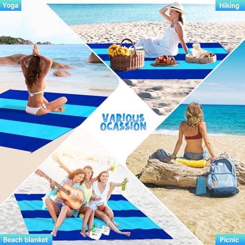 Beach Blanket 78''×81'' - Waterproof Sandproof Sand Free Oversized Mat for 1-5 Adults, Lightweight Durable Compact for Beach Travel Camping Hiking Picnic - color: Blue2, size: 78"x81"