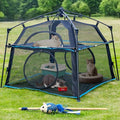 Extra Large Catio Outdoor Cat Enclosure, 2-Tier Foldable Cat Tent with 3 Doors for Patio, Balcony, Indoor & Camping, Weatherproof Sunproof Cat Playpen with Carry Bag Included（Patented） - style: A-2 Tier Cat Tent Blue