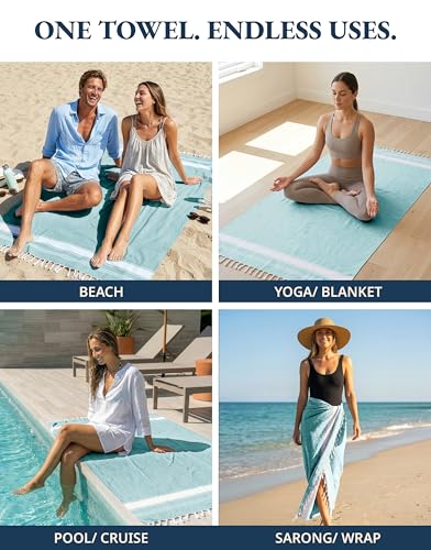 LANE LINEN Beach Towel - Beach Towels Oversized, Pre-Washed Large Beach Towels, Sandless Beach Towel, Quick Dry Travel Towel, Large Pool Towels, 39"x71" - Hunter Green - color: 13: Hunter Green, size: Pack of 1