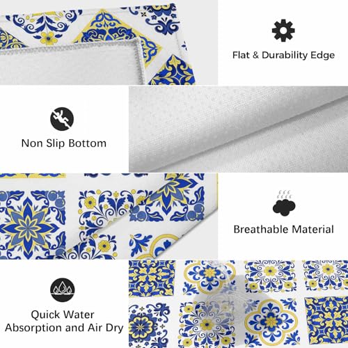 Bohemia Style Area Rug 5' x 8', Outdoor Rugs for Patio Rug Carpet for Sofa Living Room Bedroom, Large Floor Mat and Rugs for RV, Backyard, Deck, Picnic, Abstract Middle Century Aztec Pattern Blue - color: Blue, size: 5' x 8' (Rectangular)