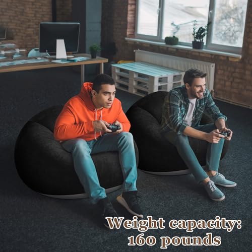 Realspring Inflatable Bean Bag Chairs Outdoor Blow up Camping Chairs Inflatable Lazy Sofa Folding Portable Bean Bag Loungers Couch for Movie Night(Black,2 Pcs) - color: Black