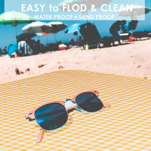 Picnic Beach Blanket Extra Large, 99x60in XL Sandproof Waterproof Outdoor Camping Blankets, Sand Free Oversized Mat, Quick Drying Portable Mats for Travel, Hiking, Music Festival, Lawn-Yellow - color: Yellow, size: 5' x 8'3"