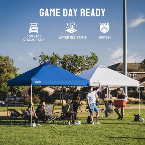 CROWN SHADES 12x12 Pop Up Canopy Outside Canopy, Patented One Push Tent Canopy with Wheeled Carry Bag, Bonus 8 Stakes and 4 Ropes, Blue - color: Blue, size: 12x12