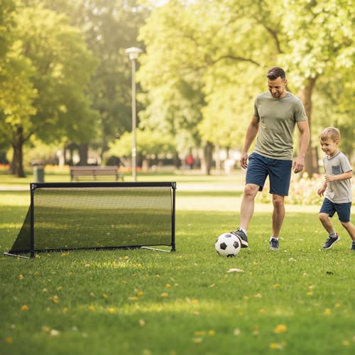 Goplus Soccer Goal, Portable Toddler Soccer Net with Metal Frame, Ground Stakes, Quick Setup, Foldable Soccer Training Equipment for Outdoor Practice Games - style: 40" x 20" x 18"