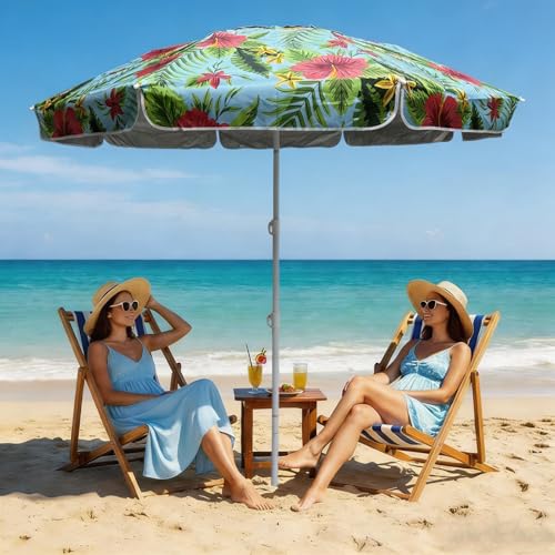 LOTTAFUN Portable Beach Umbrella 6.5ft – Lightweight Adjustable Outdoor Patio and Beach Umbrella Sun Shade with Sand Anchor & Carry Bag, Outdoor Folding no Tilt. - color: Multi Color
