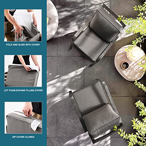 ARTPLAN Deep Seat Outdoor Patio Chair Cushions,2-Piece Seat and Back Cushion Set 24x24x6 and 18x24 Inches,Square, Grey - color: Grey