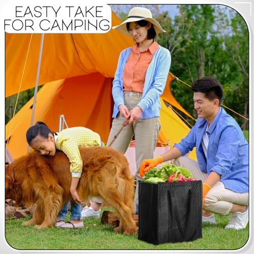 10 Pack Large Insulated Grocery Bags Reusable Shopping Bags with Zippered Top 13 x 12 x 7 Inch Thermal Cooler Totes Bulk with Handles for Hot Cold Food Delivery Refrigerator (Grey,Black) - color: Grey,Black