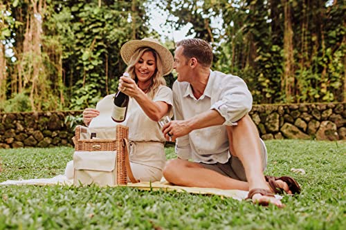 PICNIC TIME Corsica Wine and Cheese Picnic Basket - Tote Bag - Gift for Wine Lovers, (Beige Canvas), 12 x 7 x 17 (Pack of 2) - size: 9.75 x 6.5 x 13.75 (Pack of 2), style: Corsica Wine & Cheese Picnic Basket, 2-Bottle Wine Carrier