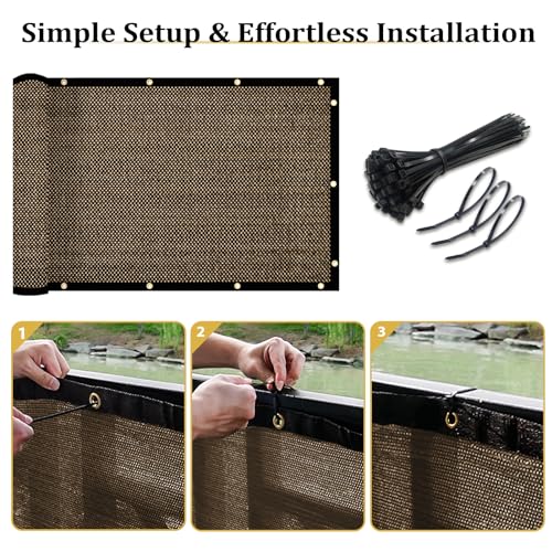 Shade&Beyond 5' X 50' Customized Size Privacy Screen Fence 170 GSM Fencing Mesh Shade Net Cover for Wall Garden Yard Backyard Indoor Outdoor Home Decoration, Brown - color: Brown, size: 0 5' x 5 0'