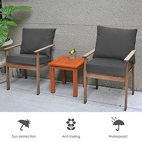 Giantex Patio Cushion Set, Deep Seat and Back Cushion, Outdoor Chair Pads with Ties, Cushion Replacement for Patio Furniture, Waterproof and High Resilient, 6 Inch Thick Indoor Floor Cushion - color: Grey