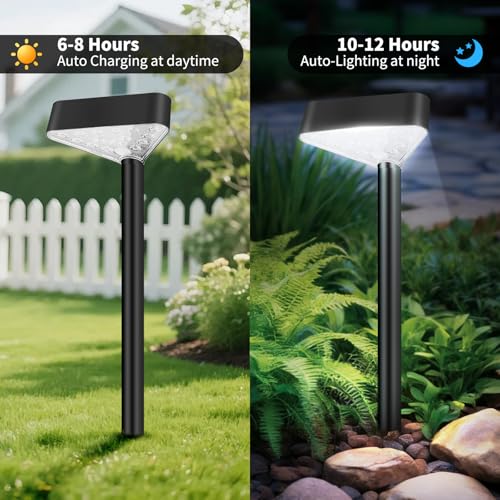 6 Pack Solar Pathway Lights Outdoor, Bright LED Solar Landscape Lights, Waterproof Solar Garden Lights for Yard, Patio, Walkway, Lawn, Driveway(Cold White, 6 Pack) - color: Cold White, size: 6 Pack
