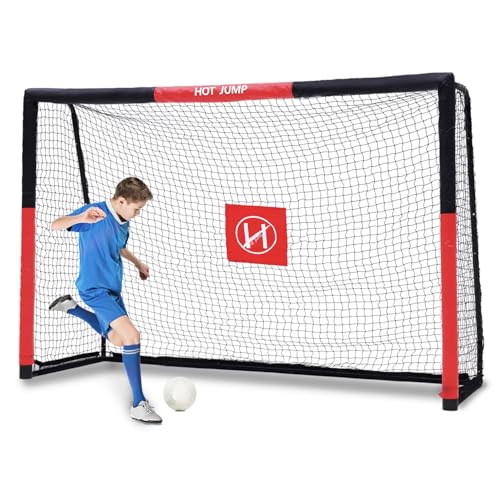 Soccer Goal for Backyard,6x4/8x5/10x6.5/12x6.5ft Metal Soccer, Soccer Goal for Kids 8-12, Soccer net with Zipper Design, Easy Assemble, Weatherproof Foam Padded Goal Post, Adults - style: 8'W×5'H