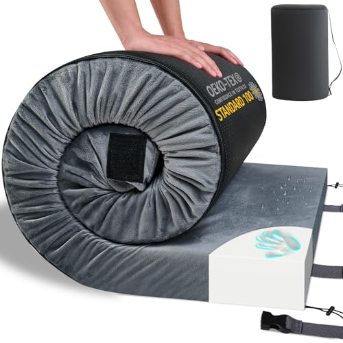 HomeMate CertiPUR-US Memory Foam Camping Mattress Pad Portable Roll Up Mattress for Adults Sleeping Mat Cot Mattress Pad - color: Grey, size: Twin XL / 80*38*3