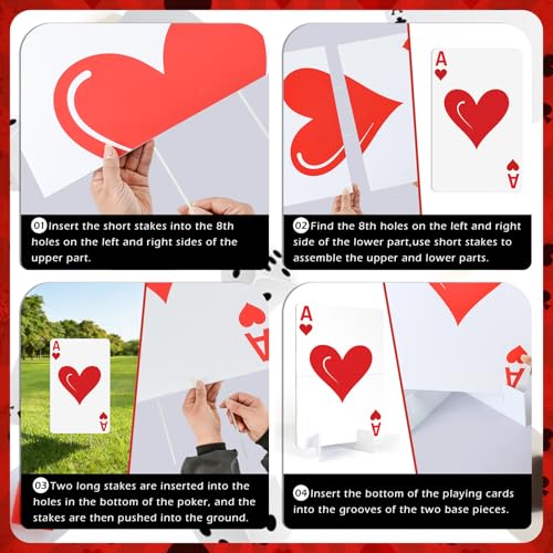 Casino Theme Party Decorations, Giant Poker Yard Sign with Large Casino Dice Boxes, Wonderland Lawn Sign for Poker Themed Party Decorations, Magician Birthday Decor Supplies