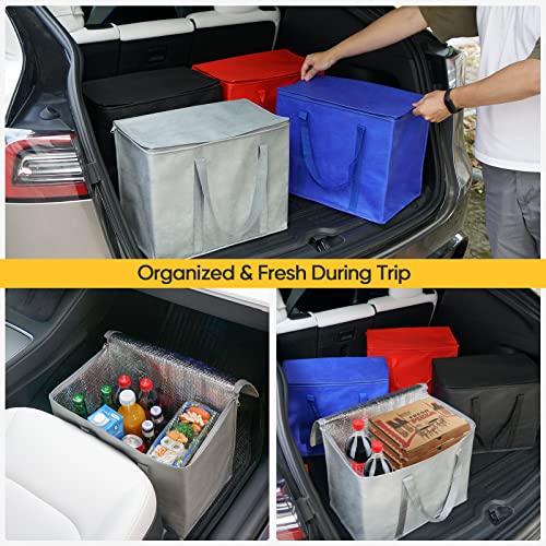BALEINE 2Pk Insulated Reusable Grocery Bags, Collapsible Cooler Bag for Groceries, Heavy Duty Large Insulated Bag (16''x9''x13'', Urban Gray) - color: Urban Gray