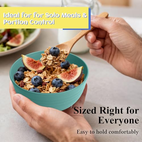 Wheat Straw Bowls 10 OZ, Unbreakable Ice Cream Bowls Set of 6, Reusable Mini Bowls for Salad, Cereal, Soup, Microwave & Dishwasher Safe Fruit Bowl for Indoor & Outdoor, Green - color: Green, size: 10 Oz